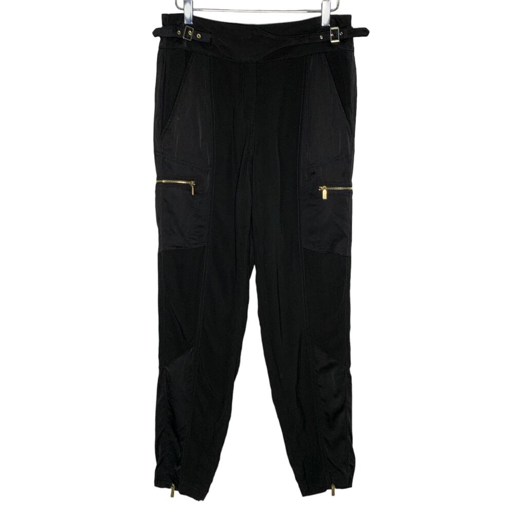 Jason Wu 6 Womens Black Cargo Zip Pocket Tapered Pants Buckle Waist Utility